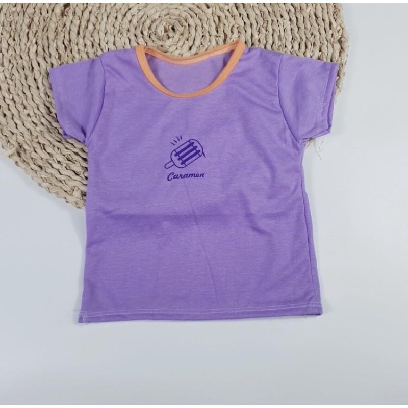 Áo phông hoạt hình cotton phối viền cho bé