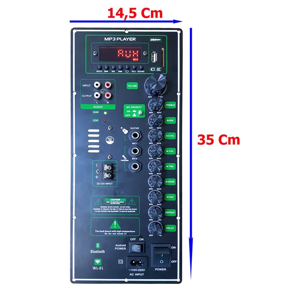 Combo Mạch Loa Kéo 4 tấc đơn kèm 2 Mic UHF