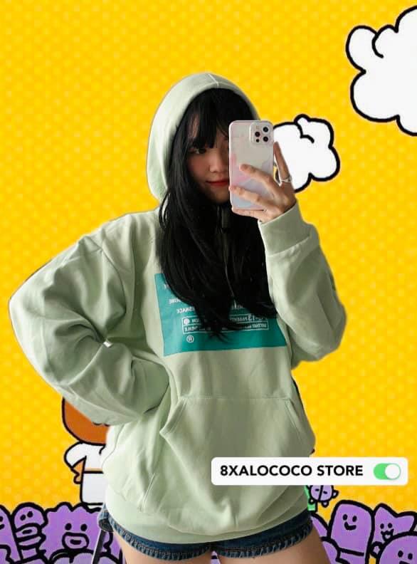 ÁO HOODIE CÓ MŨ FORM RỘNG MÀU XANH LÁ CÂY