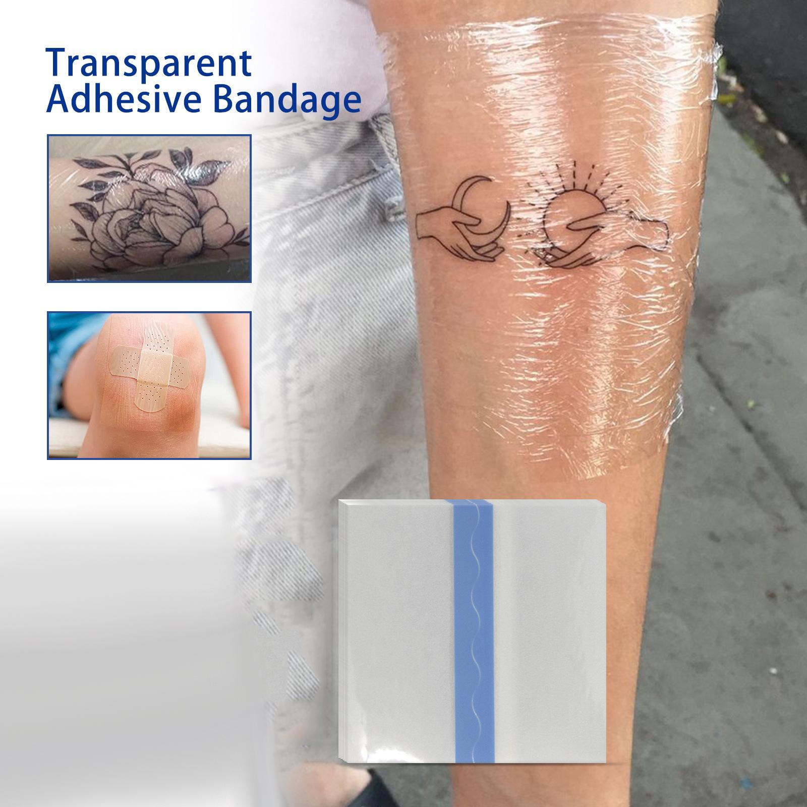 10 Sheets Transparent Adhesive Bandage Waterproof for Tattoo Skin Protection