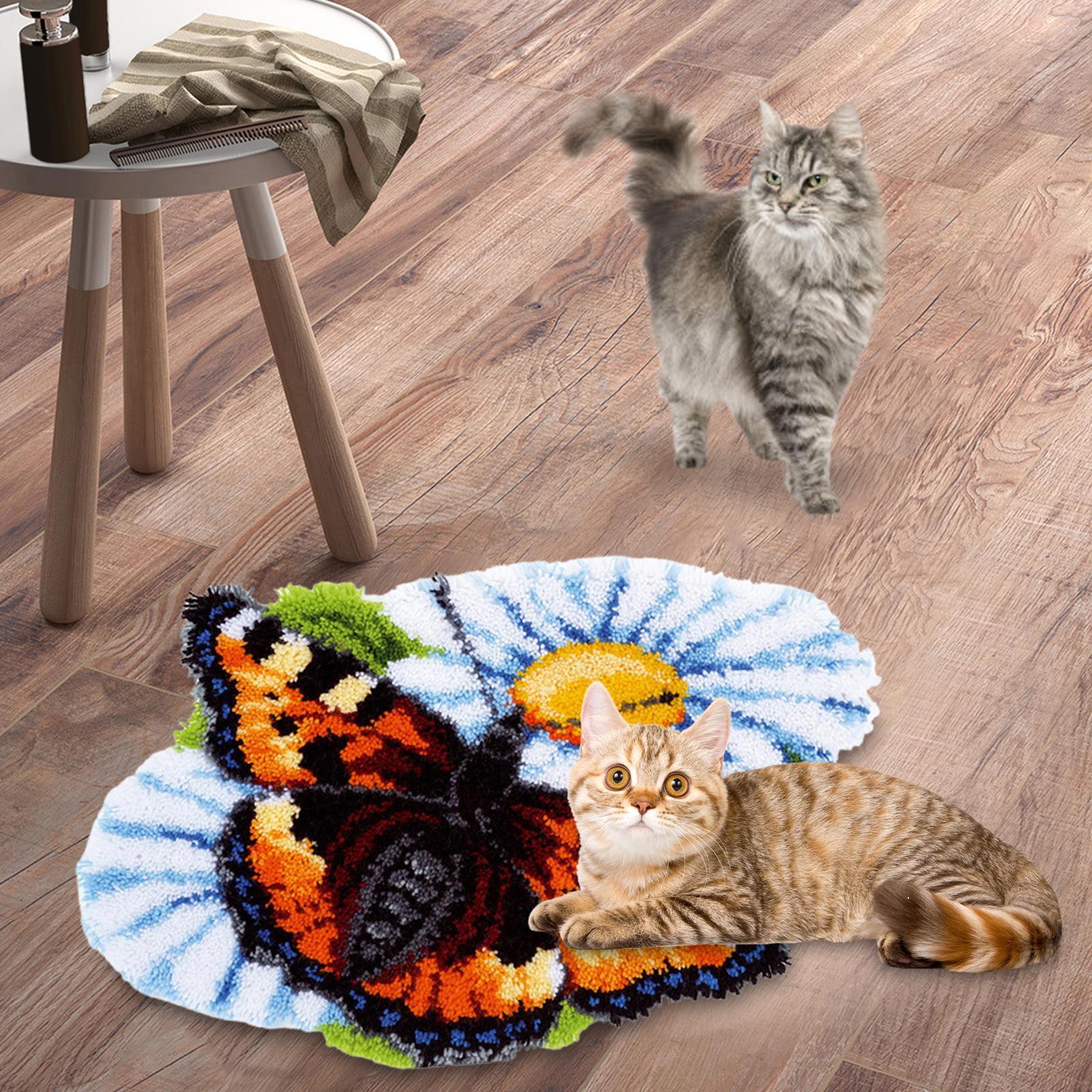 Creative Latch Hook Rug Kits Handcraft Crocheting DIY Unfinished Cross Stitch for Carpet Cushion Doormat Accessories Adults and Kids