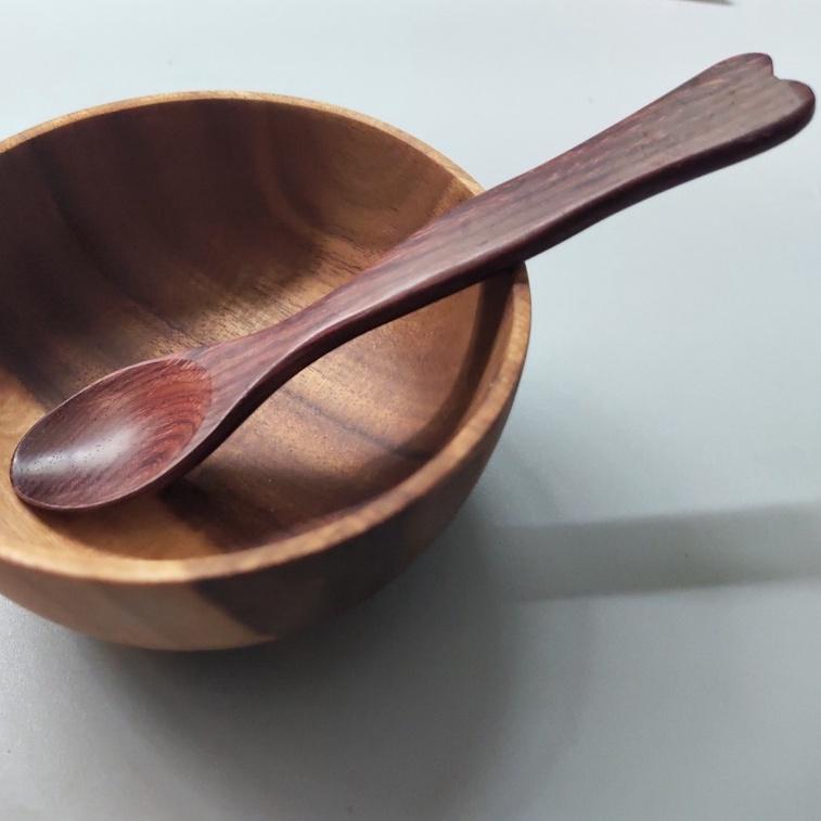 Thìa Gỗ Trắc Cán Trái Tim Dùng Pha Trà, Cà Phê, Thìa Cháo