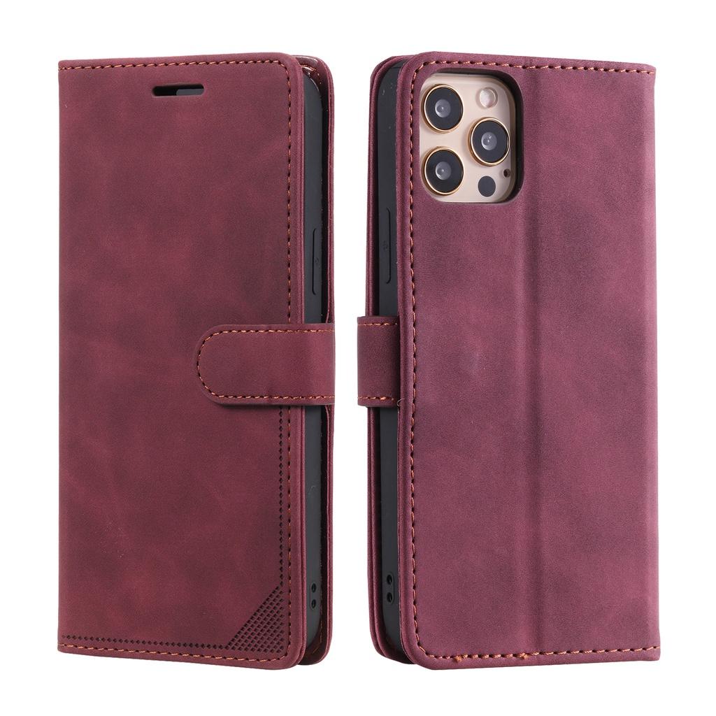 Bao da điện thoại da PU ngăn thẻ màu trơn cho iPhone 11 Pro Max 12 Mini 12 Pro Max 13 Mini 13 Pro Max