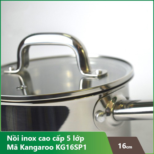 Nồi inox Kangaroo vung kính có tay cầm KG16SP1 (size 16cm)