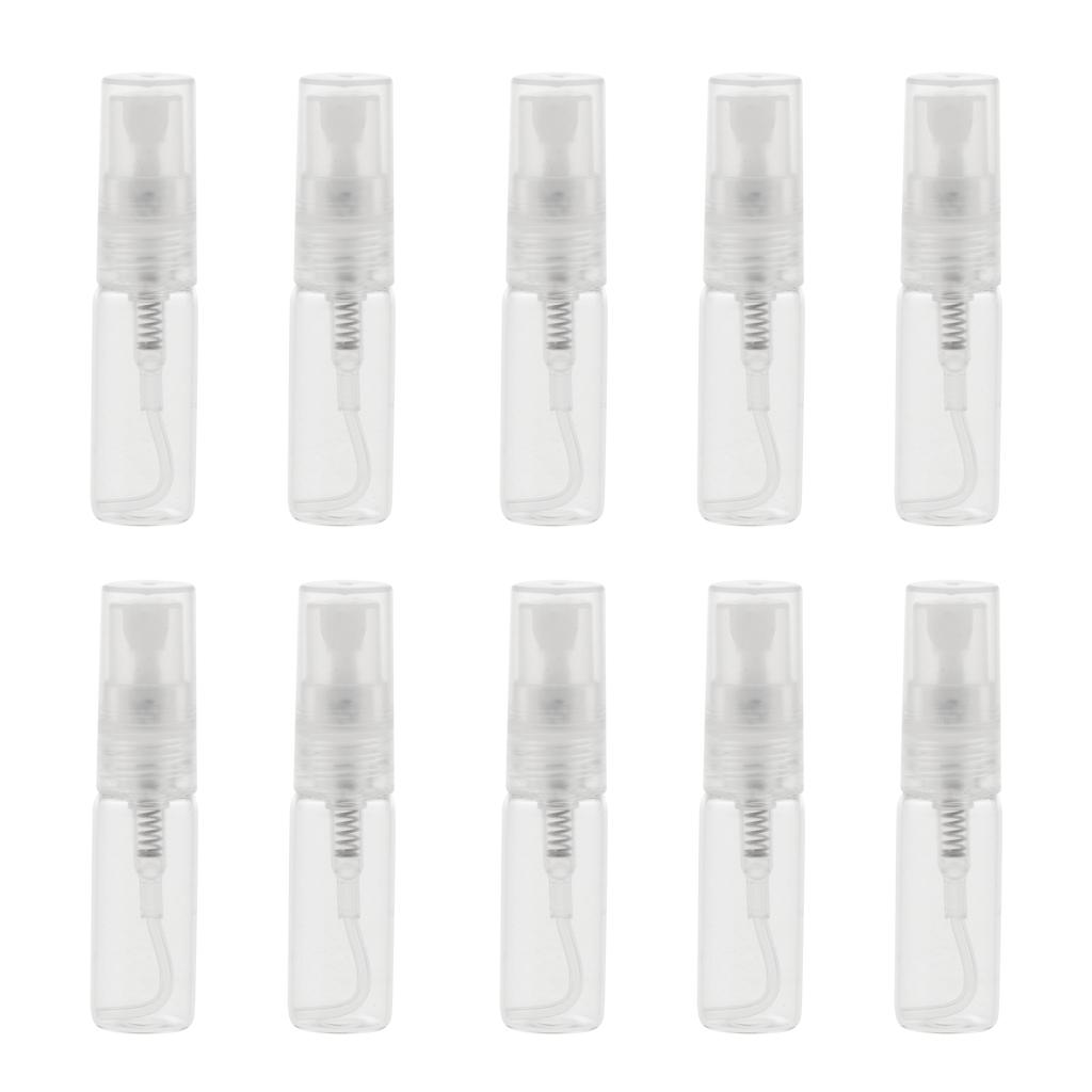 10Pcs Glass Perfume Empty Bottle Pump Sprayer Refillable Travel 3ml