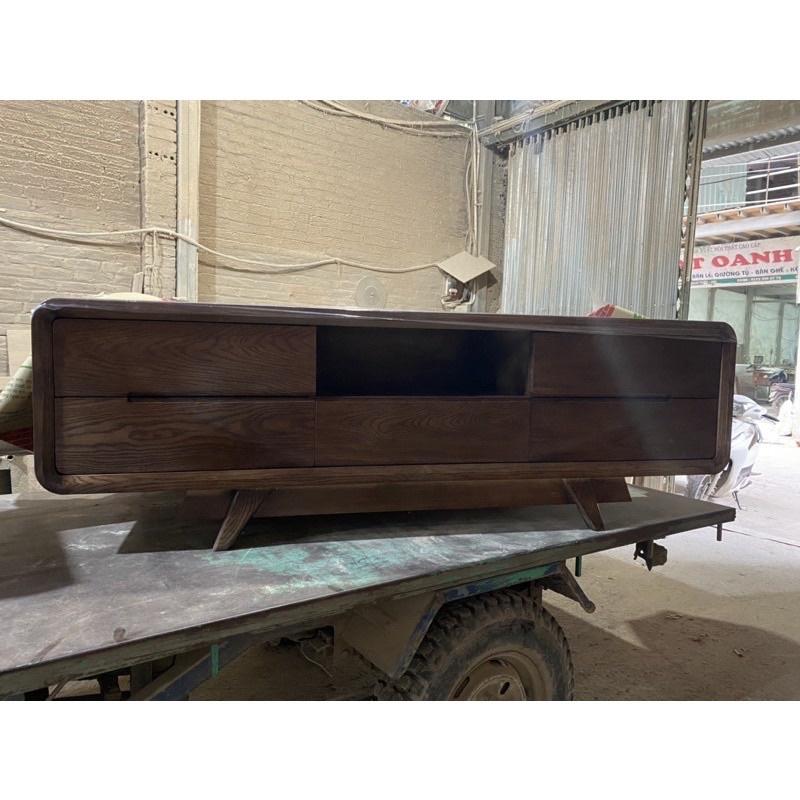 Tủ tivi Hàn Quốc gỗ sồi sơn màu óc chó
