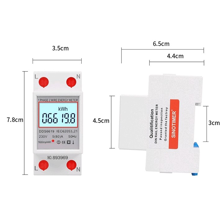 Công tơ điện tử đa năng hiển thị 4 thông số 80A, đo công suất, điện áp, cường độ dòng điện