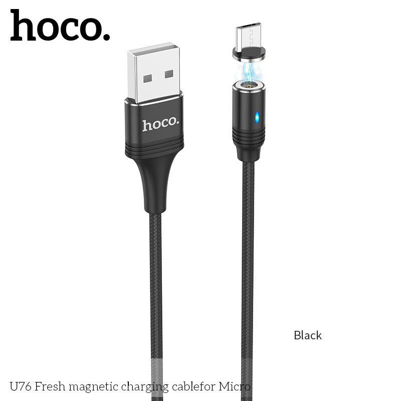 Cáp sạc từ tính nam châm hoco u76 micro usb 2.4A dây dài 1m cho andoird - hàng chính hãng