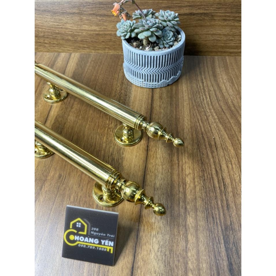 Tay nắm cổng bằng đồng, tay nắm cửa tủ bằng đồng thau đầu bi dài 24cm - 30cm - đặc nặng