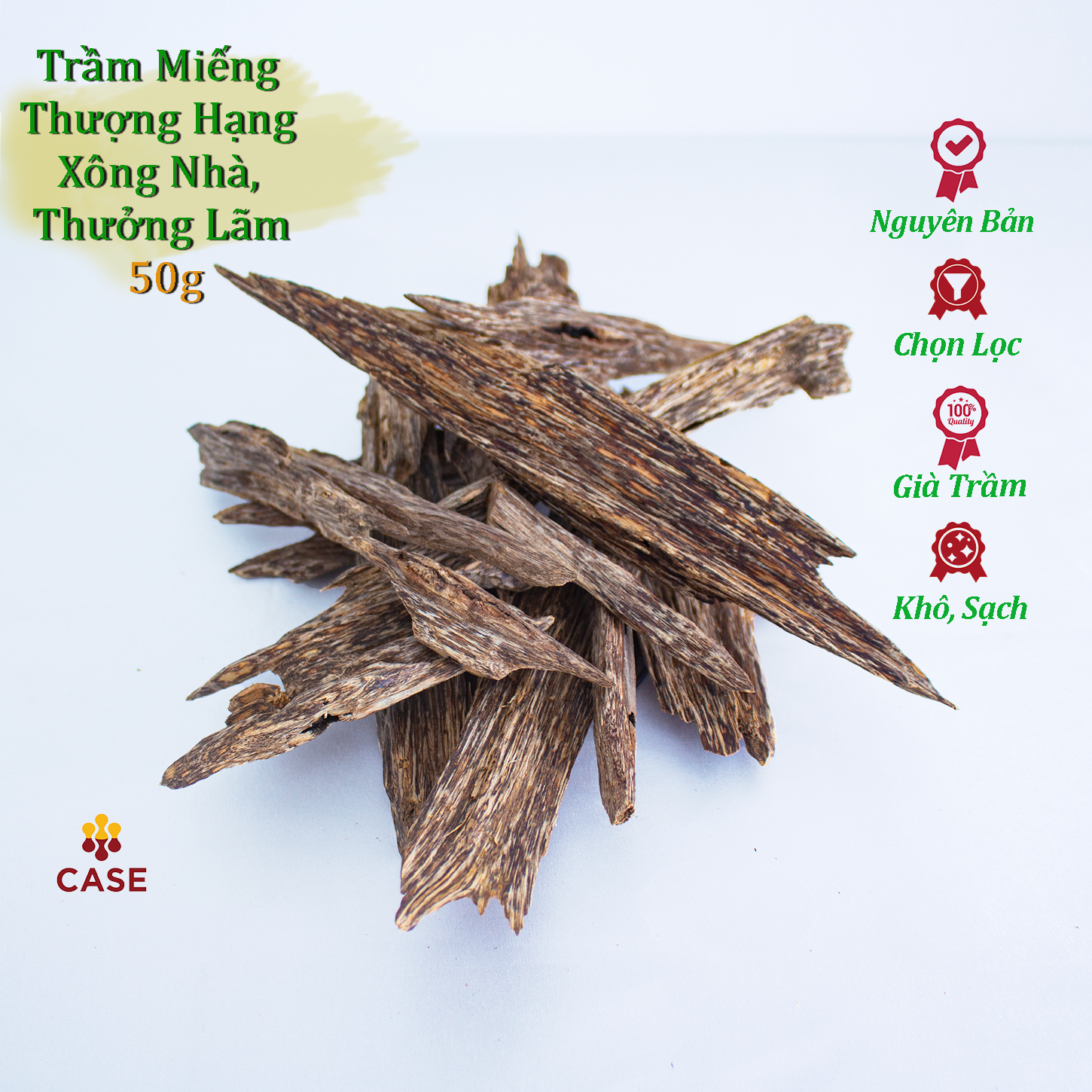 Trầm Miếng Thượng Hạng Trầm Hương An Nhiên, Trầm Hương Xông Nhà Tẩy Uế TMTH1- 50gr