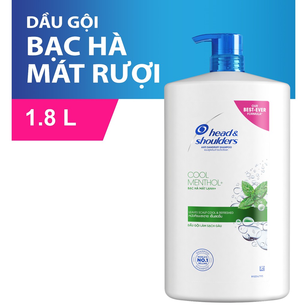 Dầu gội siêu to Head&amp;Shoulders Bạc hà 1800ml tặng kèm 20 hộp lam London