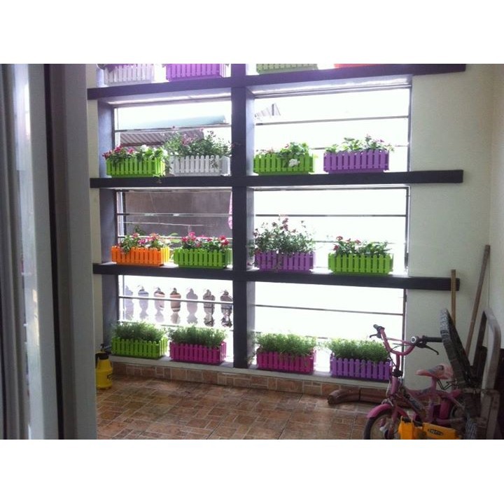 Chậu hàng rào size to 45x20x15cm, hàng Loại 1 dày, bóng đẹp nhiều màu, Chậu Nhựa Composite Trồng Hoa