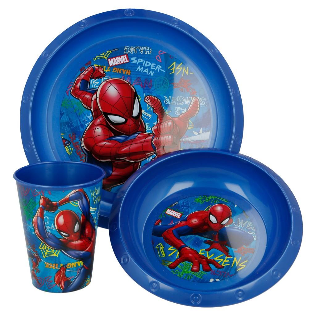 Combo SieuKid Gồm Bát, Đĩa, Ly Spider-Man Graffiti Chính Hãng