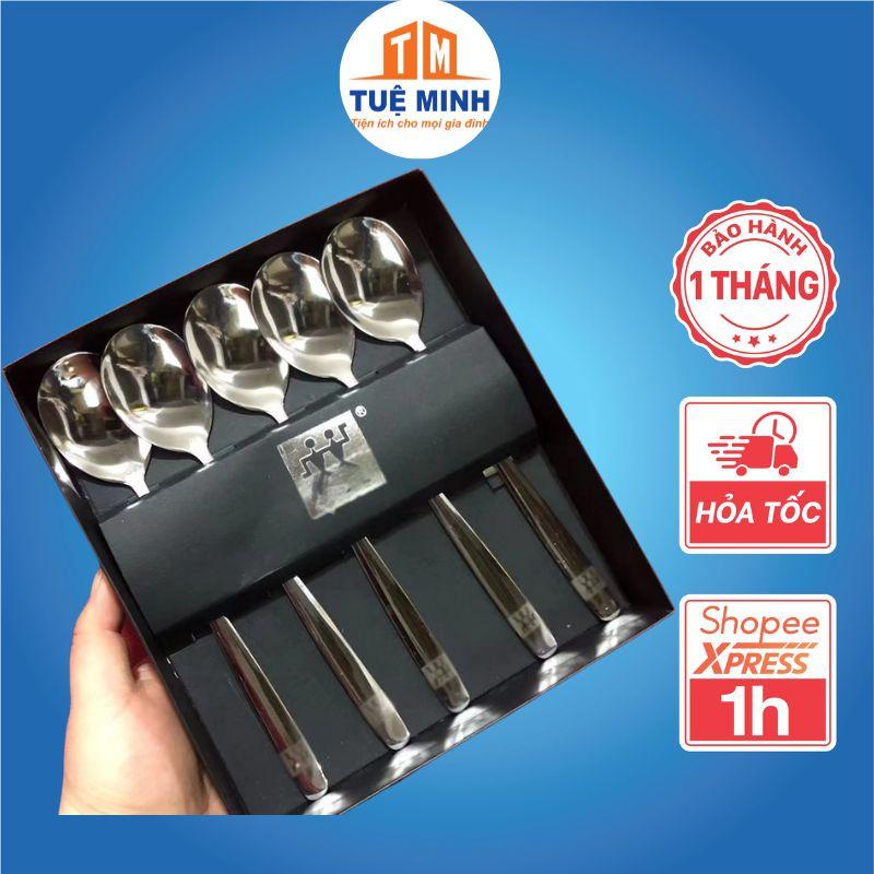 Sét thìa inox có hộp đựng cẩn thẩn làm quà tặng trang trí gian bếp tiện, muỗng inox hộp đựng cao cấp Tuệ Minh