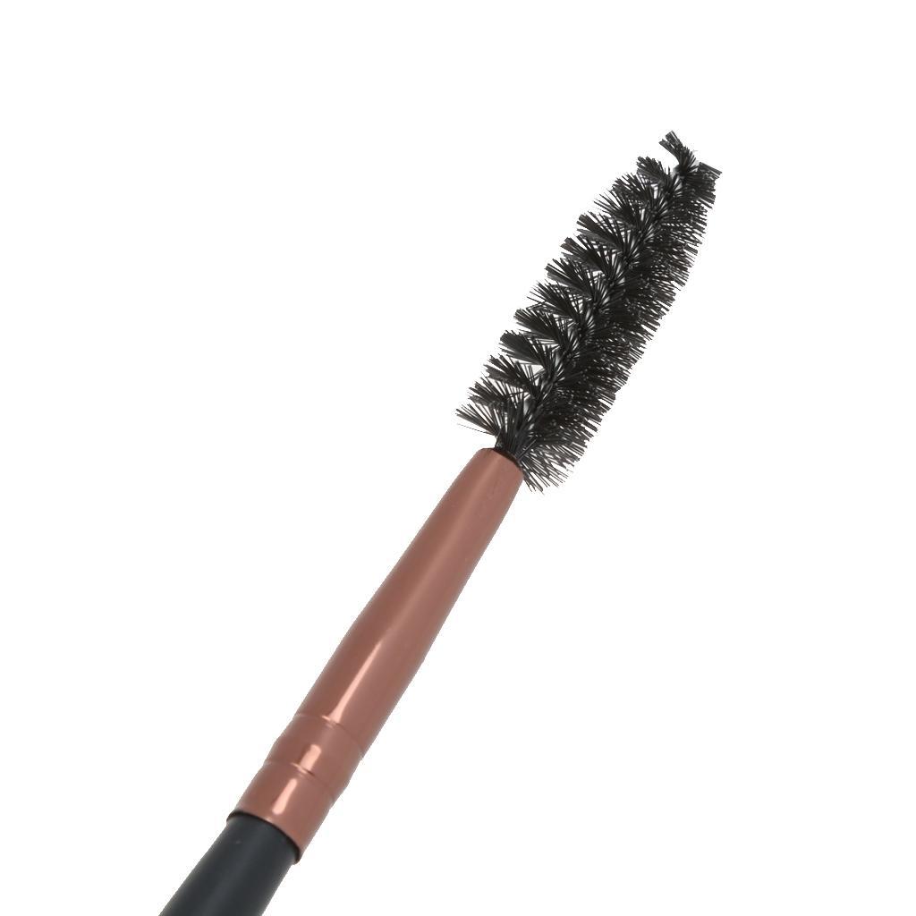 Cosmetic Makeup Wood Handle Double Eyebrow Brush + Eyebrow Comb Black