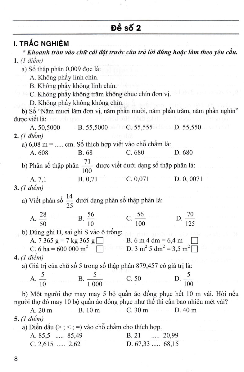 Bộ Đề Kiểm Tra Môn Toán Lớp 5 - (Dùng Kèm SGK Kết Nối Tri Thức Với Cuộc Sống) - HA