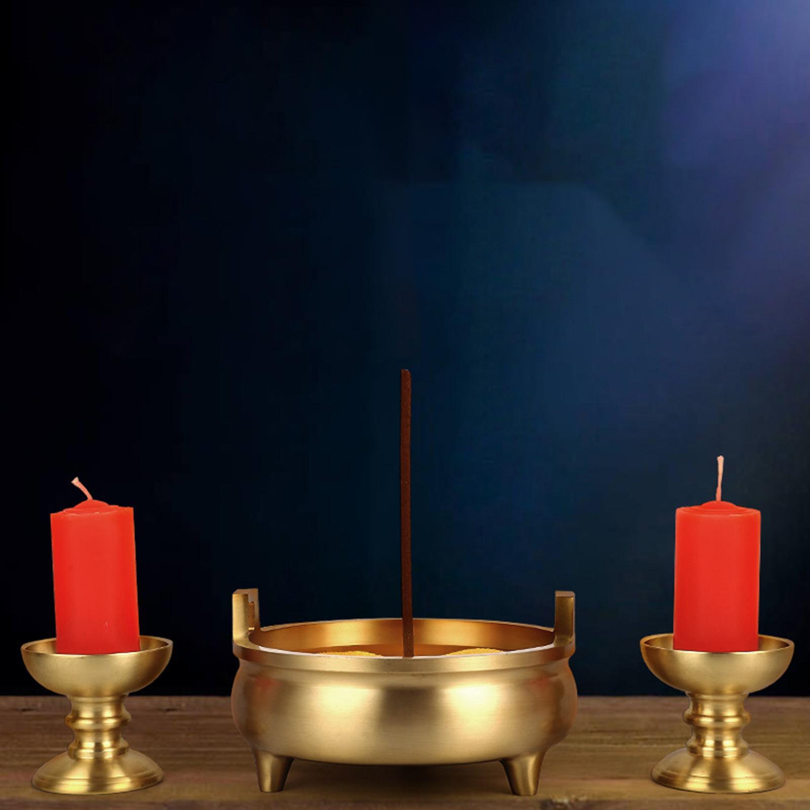 Copper Tealight Holder Candle Holder Buddhist Candlestick Desk Decorations