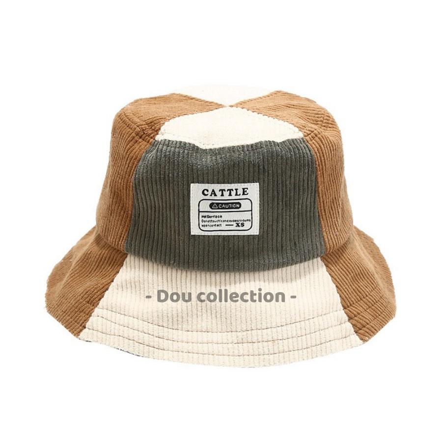 Mũ Nón Bucket Retro Unisex Vành Ngắn Phôi 2 Màu Phong Cách Hàn Quốc - Chất Liệu Nhung - Mã NV034