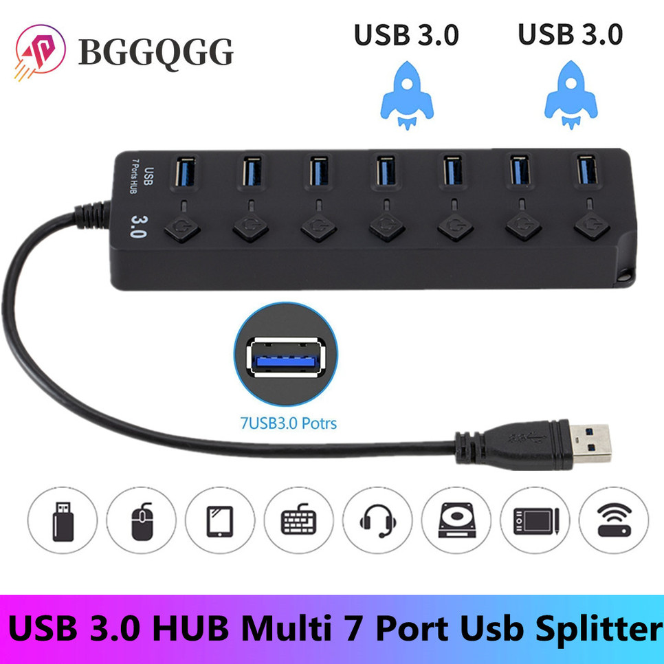 USB 3.0 Đa 7 Chia Usb Với Nguồn Điện Adapter Cho Macbook Air Pro Xiaomi Máy Tính Laptop Phụ Kiện USB 3 Hab