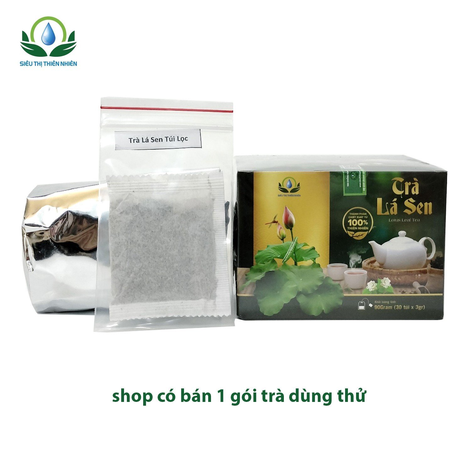 Đặc Sản Đồng Tháp - Trà Lá Sen hộp 30 Túi Lọc x 3Gram giúp giảm chảy máu cam, hạ huyết áp, tan máu tụ của Siêu Thị Thiên Nhiên - 1 hộp 30 túi lọc - OCOP 4 SAO