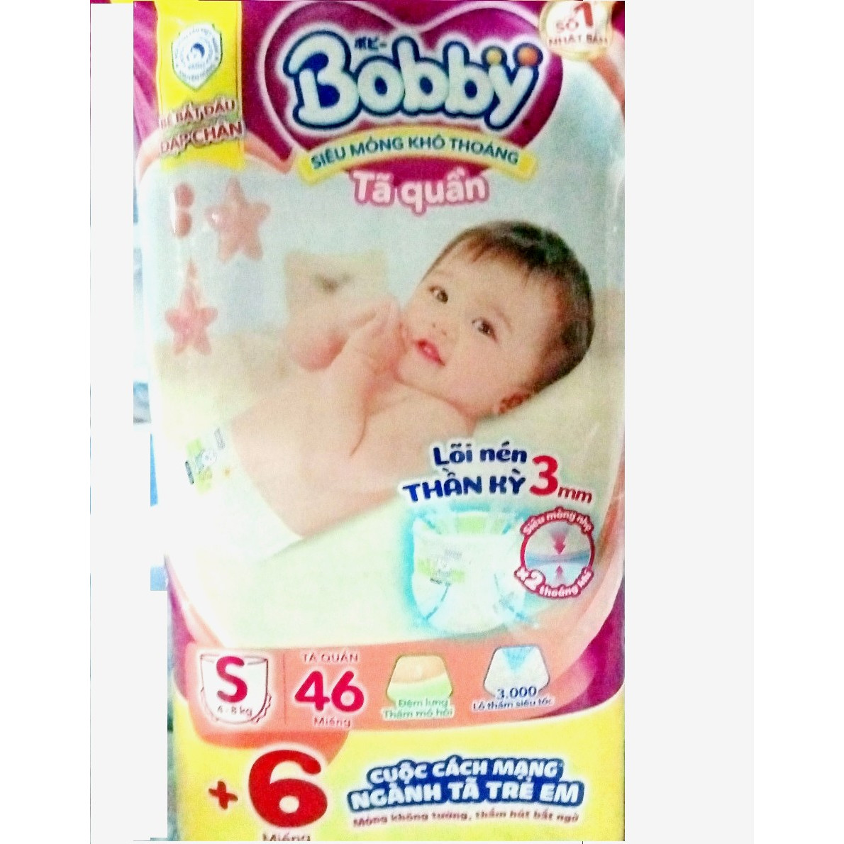 Tã Quần Bobby - Lõi Nén Thần Kỳ S46 (46 Miếng) Tặng 6 Miếng Tã Quần Size S