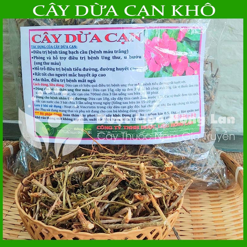 Cây Dừa Cạn khô sạch đóng gói 500gram