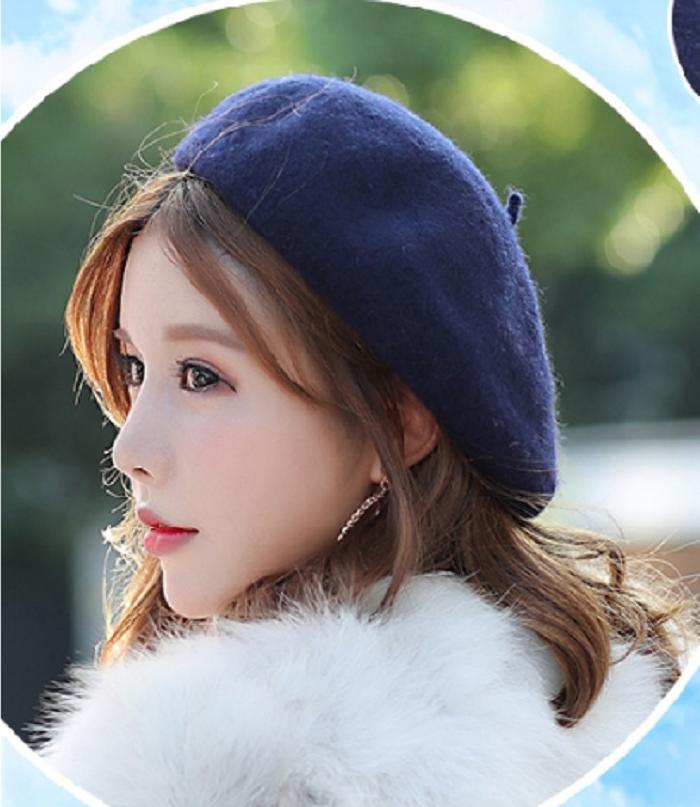 Mũ nồi beret dạ nữ phong cách Hàn