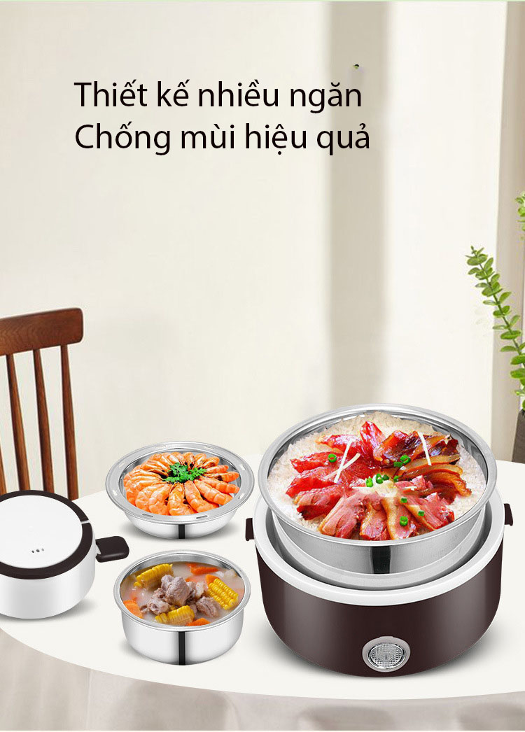 Hộp cơm cắm điện Tiện lợi có lõi hâm nóng thức ăn nhanh cho dân văn phòng, dân phượt KitAcoom, hàng nhập khẩu chính hãng cao cấp 