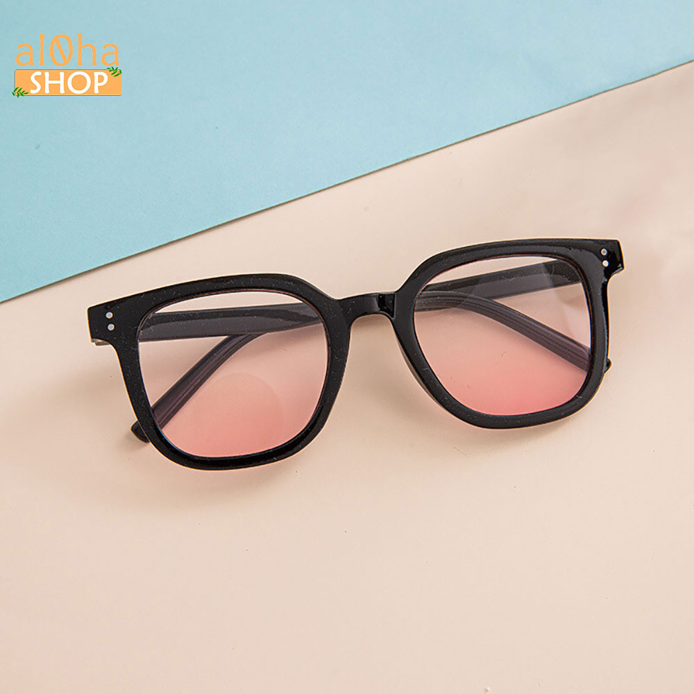 Mắt kính K0209 má hồng thời trang chống bụi gọng nhựa vuông tròn unisex nam nữ - al0ha Shop