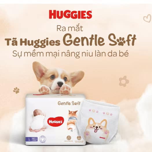 Tã bỉm QUẦN Huggies Gentle Soft - Corgi miếng êm mềm nâng niu làn da bé Size M54 miếng