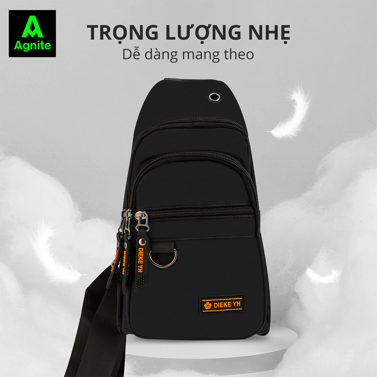 Túi đeo chéo thể thao nam chính hãng Agnite, vải canvas chống nước, nhỏ gọn tiện lợi dễ mang theo - EH1001/EH1002