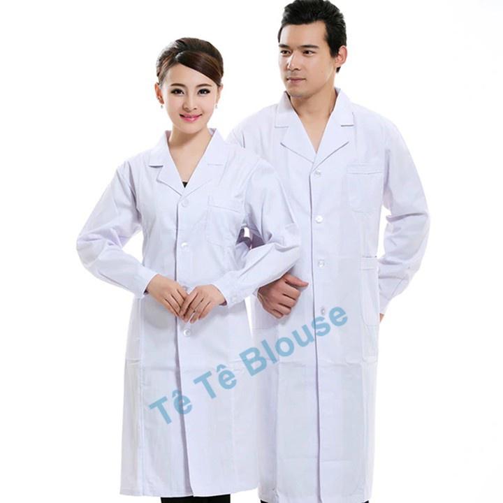 Áo Blouse Dài Ngang Gối, Dài Tay Nam Nữ, Áo Choàng Bác Sĩ, Phòng Thí Nghiệm, Thẩm Mỹ Viện, Vải Lon Nhật Và Thô