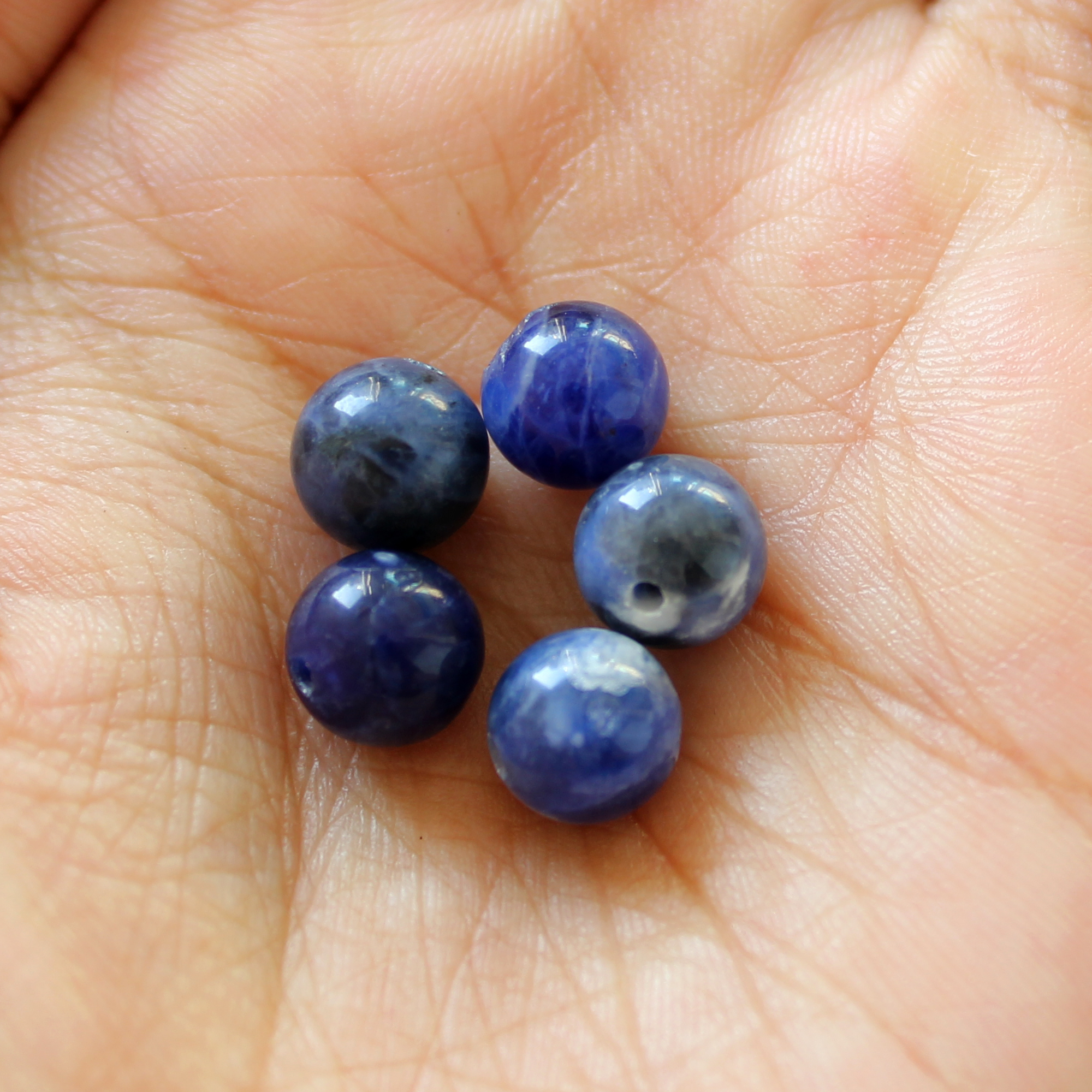 5 Hạt Đá Sodalite Tự Nhiên Xanh Đậm 8mm, Đá Phong Thuỷ, Làm Trang Sức, Vòng Tay, Chuỗi Hạt (Loại A)