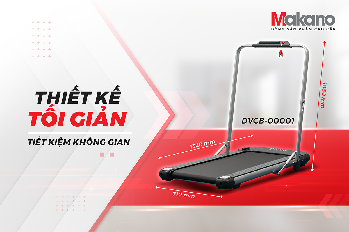 Máy Chạy Bộ Tại Nhà Makano DVCB-00001 Gấp Gọn, Máy Chạy Bộ Theo Dõi Sức Khỏe Khung Chắc Chắn