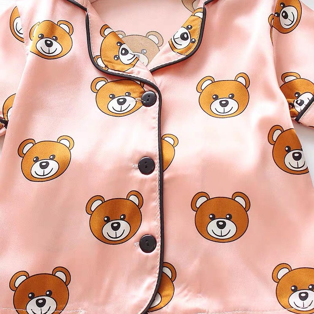 Bộ Ngủ Cộc Tay Cho Bé, Bộ Pijama Cộc Tay Cho Bé In Hình Gấu Cực Đẹp Từ 7 - 27kg - ROSY KIDS