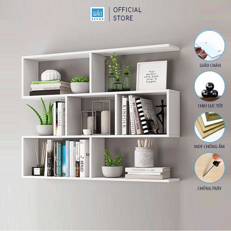 Kệ Sách Gỗ Treo Tường 4 Tầng Đơn Giản Mà Đẹp SIB DECOR