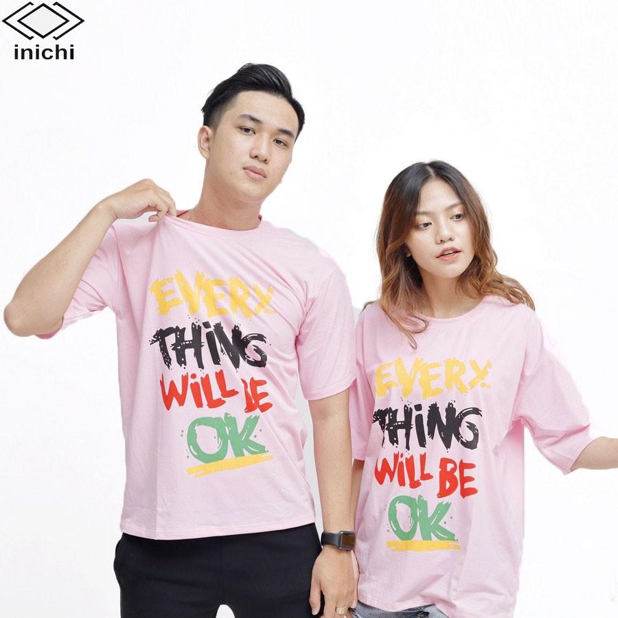 Áo thun tay lỡ form rộng INICHI A586 phong cách Unisex cho cả nam nữ hình in chữ OK