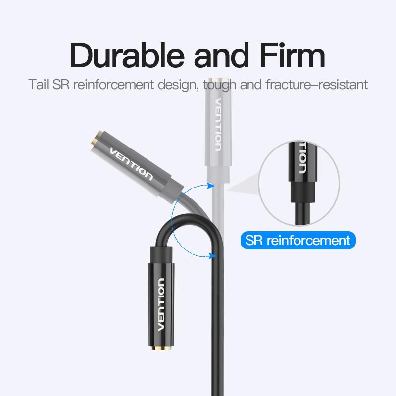 Cáp gộp tai nghe 2 vào 1 Jack 3.5mm - Cáp audio 2 dương 1 âm cho máy tính, laptop hỗ trợ loa và mic chính hãng Vention BBTBY - Hàng chính hãng