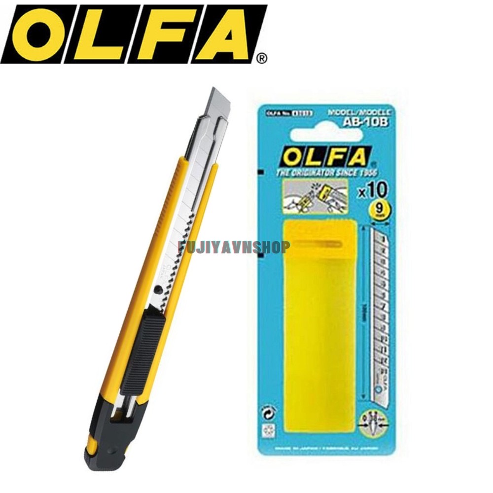 COMBO 1 Dao cắt cầm tay khóa tự động OLFA A-1 VÀ 1 Hộp Lưỡi dao OLFA AB-10B (10 lưỡi)