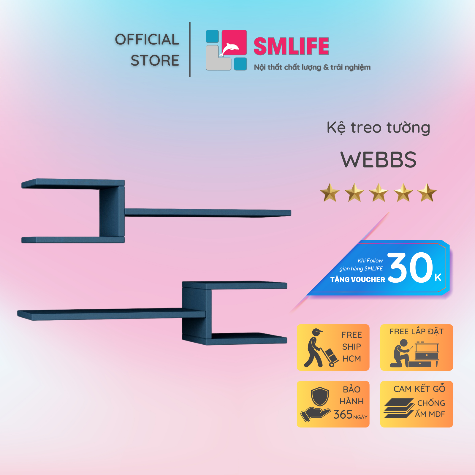 Kệ trang trí mini tiện dụng SMLIFE Webbs