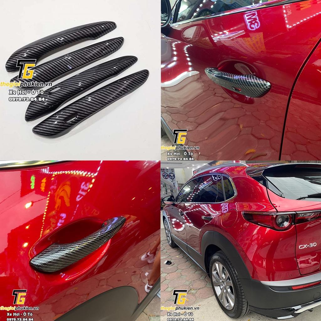 Bộ ốp tay nắm cửa, hõm cửa xe Mazda CX30, CX-30 vân Carbon