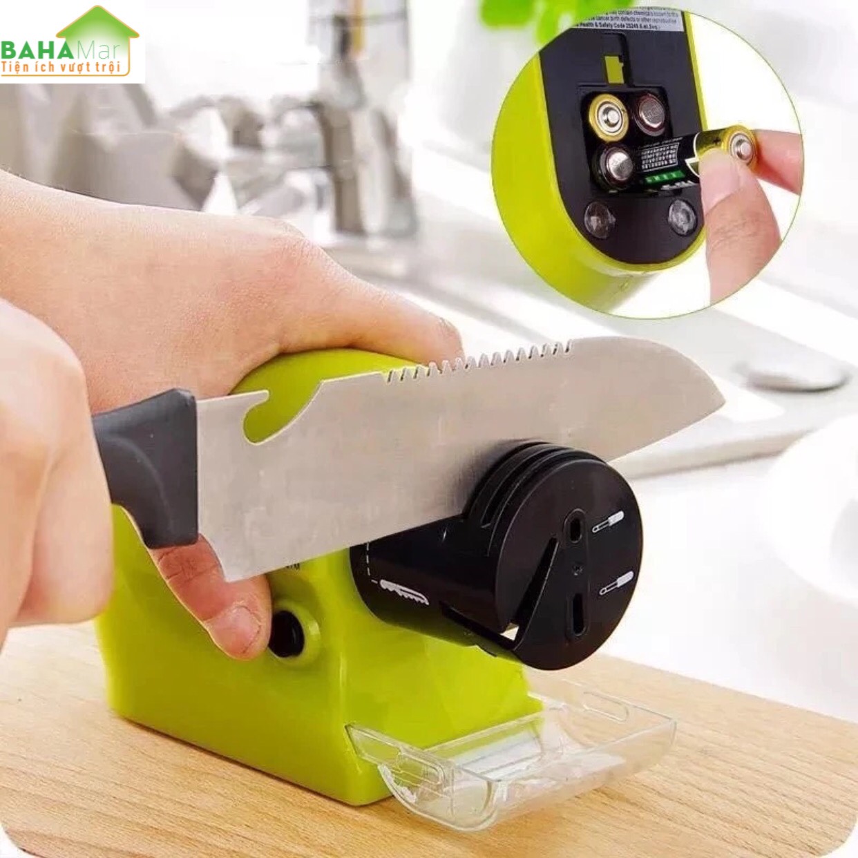 MÁY MÀI DAO, KÉO, … ĐIỆN ĐA NĂNG NHANH VÀ HIỆU QUẢ, AN TOÀN "BAHAMAR" được thiết kế cho dao kéo nhà bếp, thao tác dễ dàng và thuận tiện có hộp chứa bụi có thể tháo rời để vệ sinh.