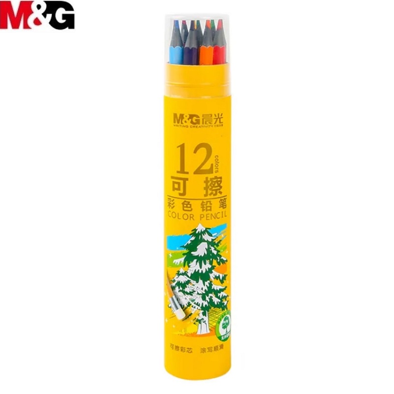 Chì gỗ 12 màu tẩy xóa được M&G - AWPQ0506