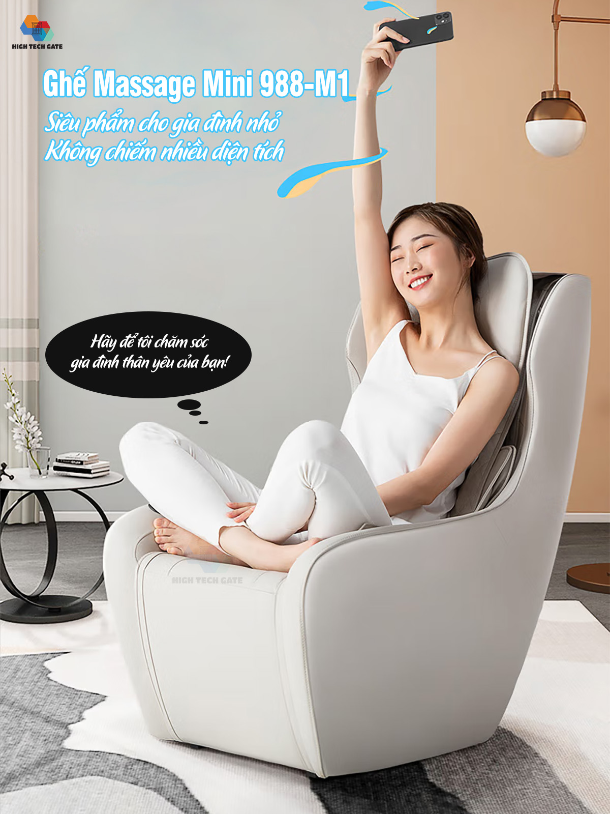 Ghế sofa massage mini 988-M1 nhỏ gọn, tiện ích thông minh cho gia đình nhỏ, văn phòng công sở, phòng ngủ cá nhân, hàng nhập khẩu