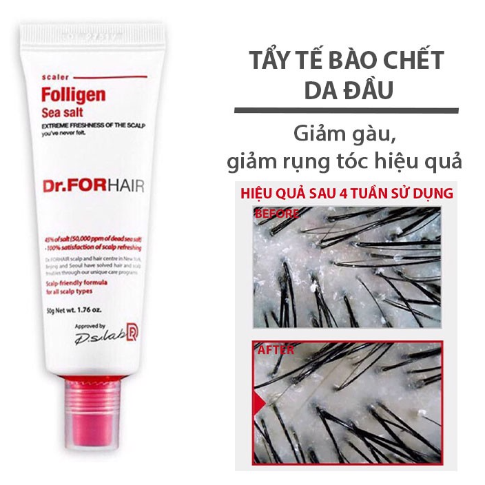 Muối Tẩy Tế Bào Chết, Làm Sạch Da Đầu DRFORHAIR Sea Salt Scaler 50g