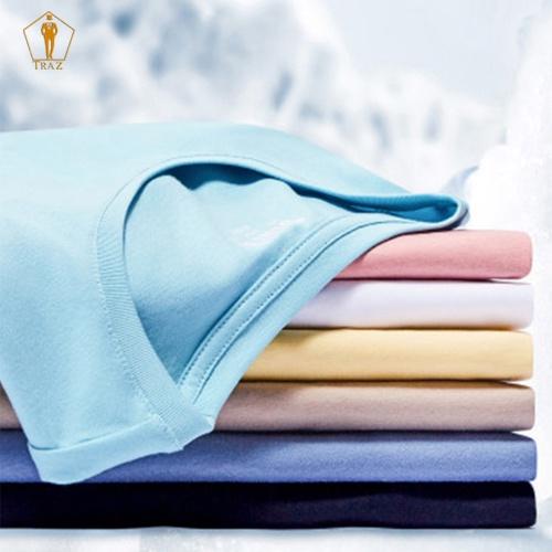 Hình ảnh Áo Thun Nam Nữ TRAZ Phom Rộng Unisex Free size Cổ Tròn Vải Cotton Co Giãn Dày Dặn Phông Trơn Basic Nhiều Màu Tay Ngắn