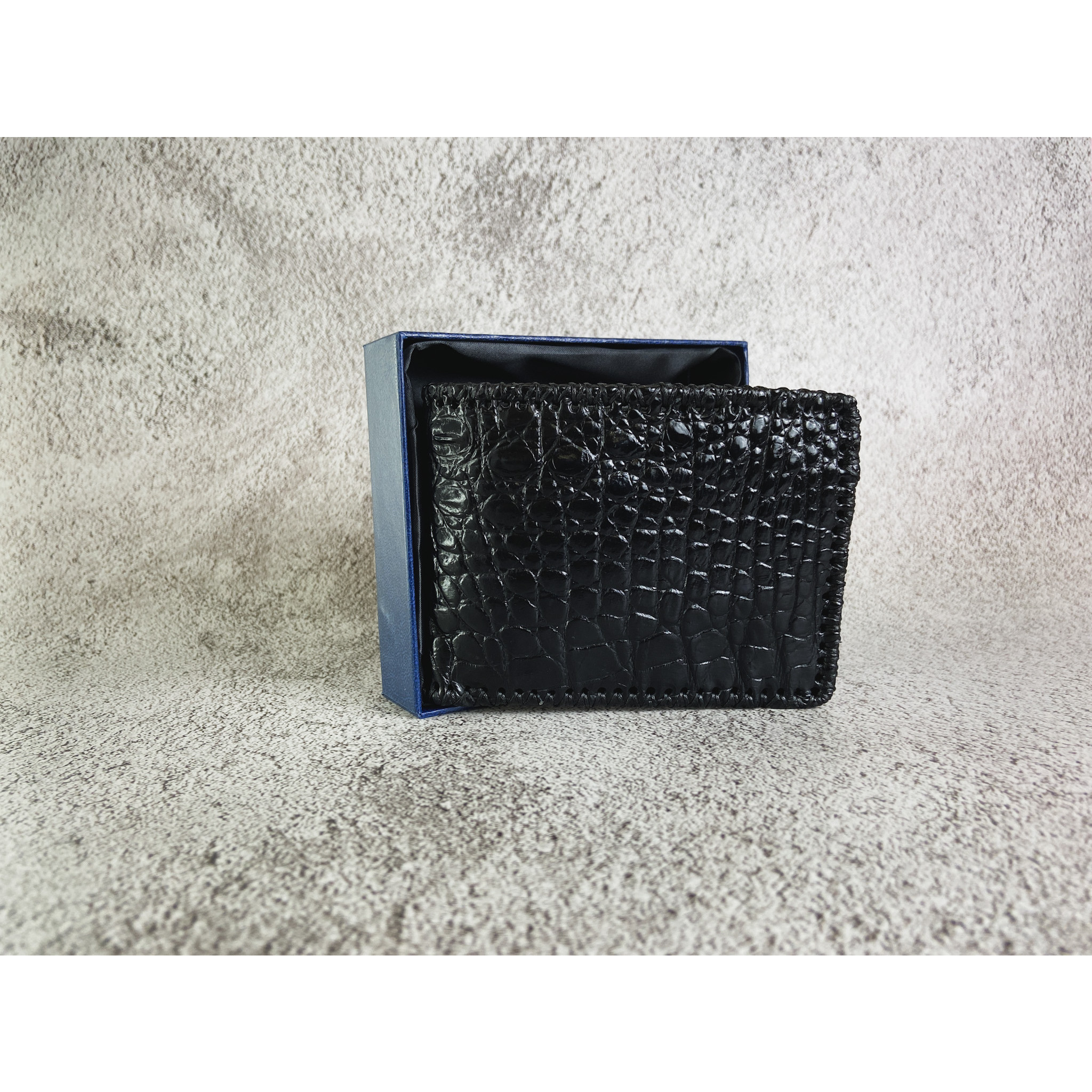 Ví nam da cá sấu VL Leather V009 (18 x 12 cm) đen