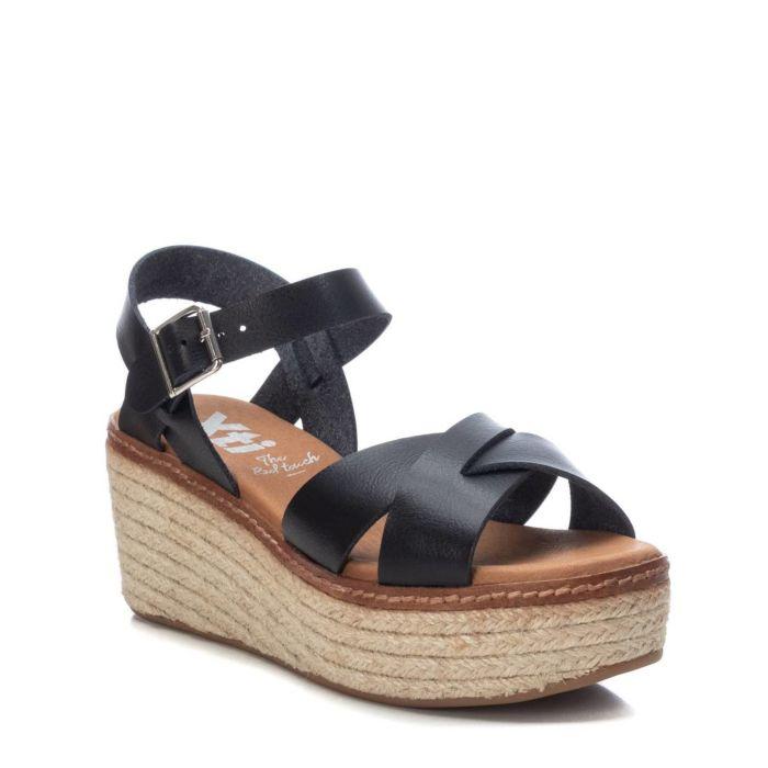 Giày Sandal Nữ Đế Xuồng XTI Black Pu Ladies Sandal