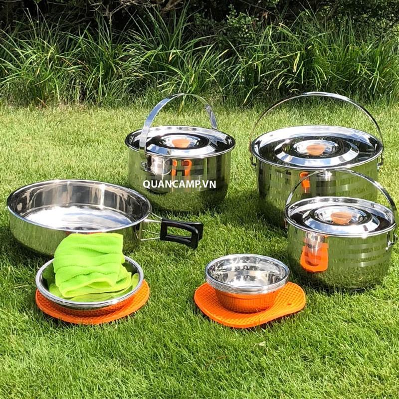 Bộ nồi nấu ăn dã ngoại bằng thép không rỉ Campingmoon Cookware MC-240 (8 người)