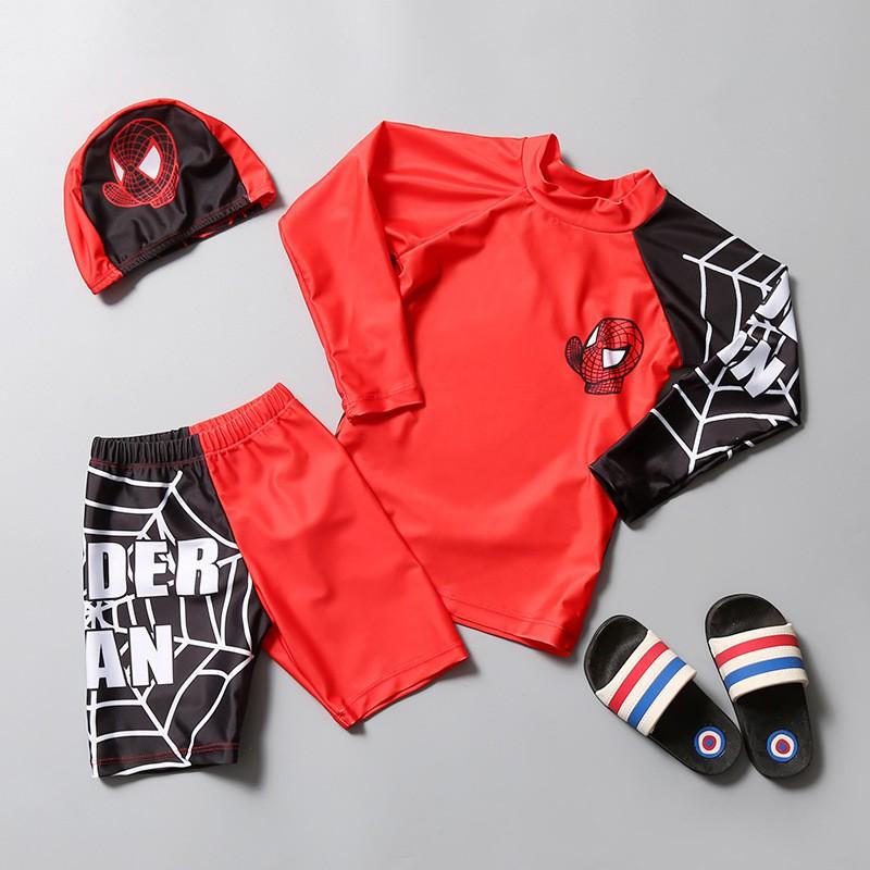 Đồ Bơi Trẻ Em - Áo Bơi Dài Tay Cho Bé Trai Kèm Quần Lửng Mẫu Spider Man SPORTY